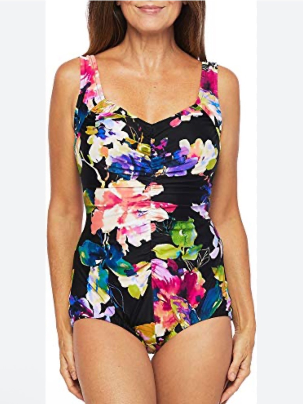 Maxine of Hollywood Minimizing One Piece Bathing Suit 14 NWT